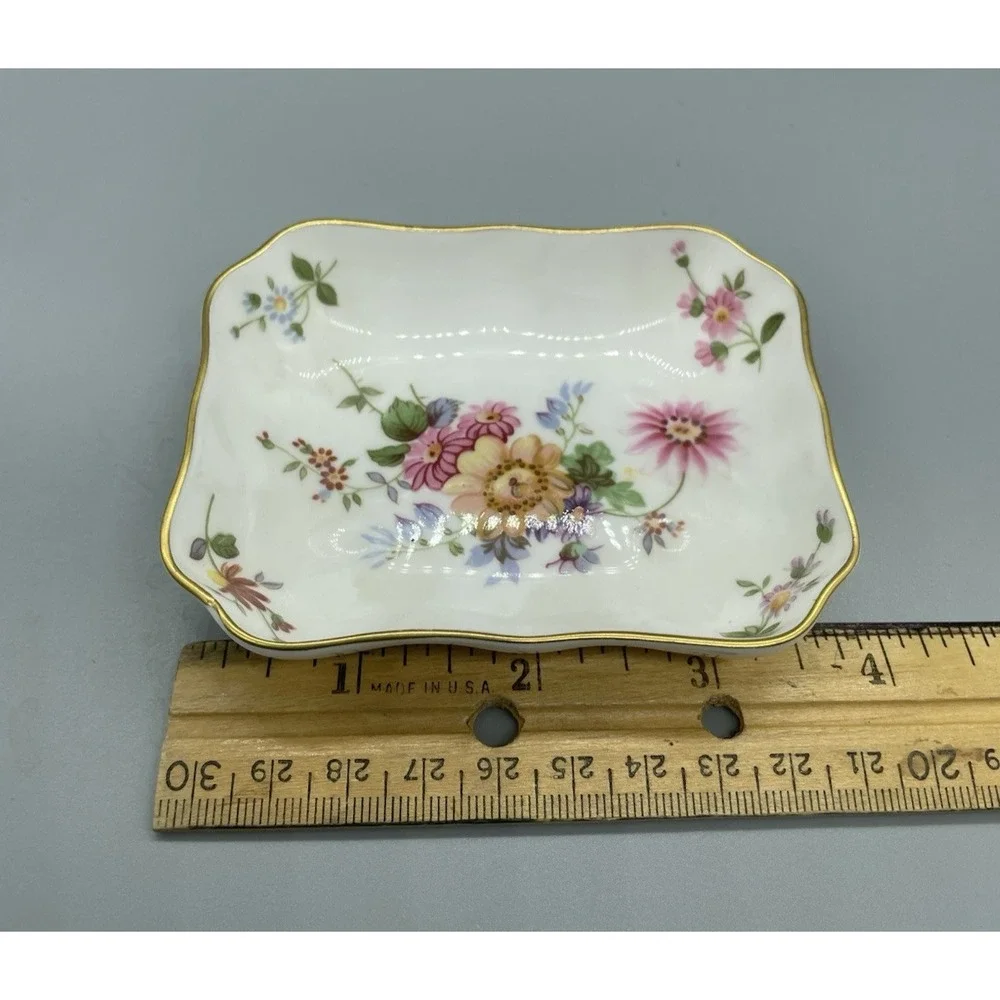 Vintage ROYAL CROWN DERBY England Posies Porcelain Trinket Dish‎ Floral Rose